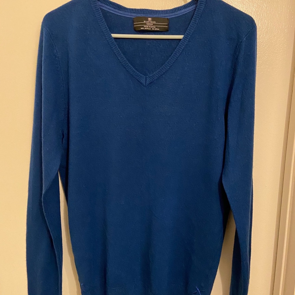 LAST CALL! EUC Blue super soft v neck sweater